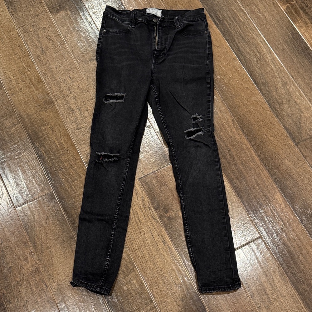 Free People Black Distressed Skinny Jeans
